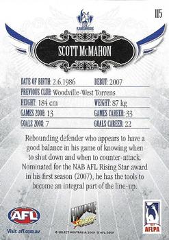 2009 Select AFL Pinnacle #115 Scott McMahon Back
